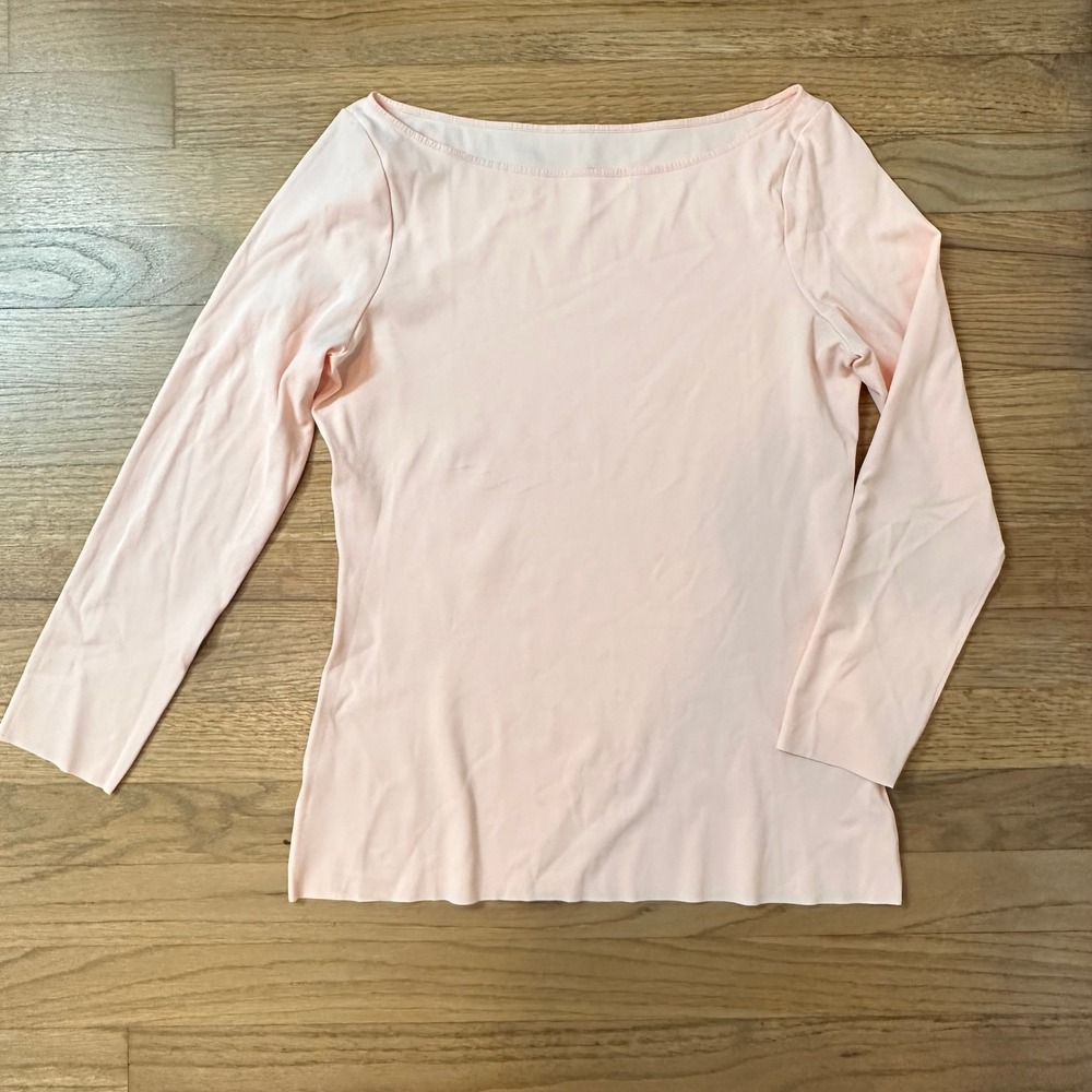 Nike Yoga Dri-FIT Long Sleeve Top Boatneck Athletic Peach Small Women's